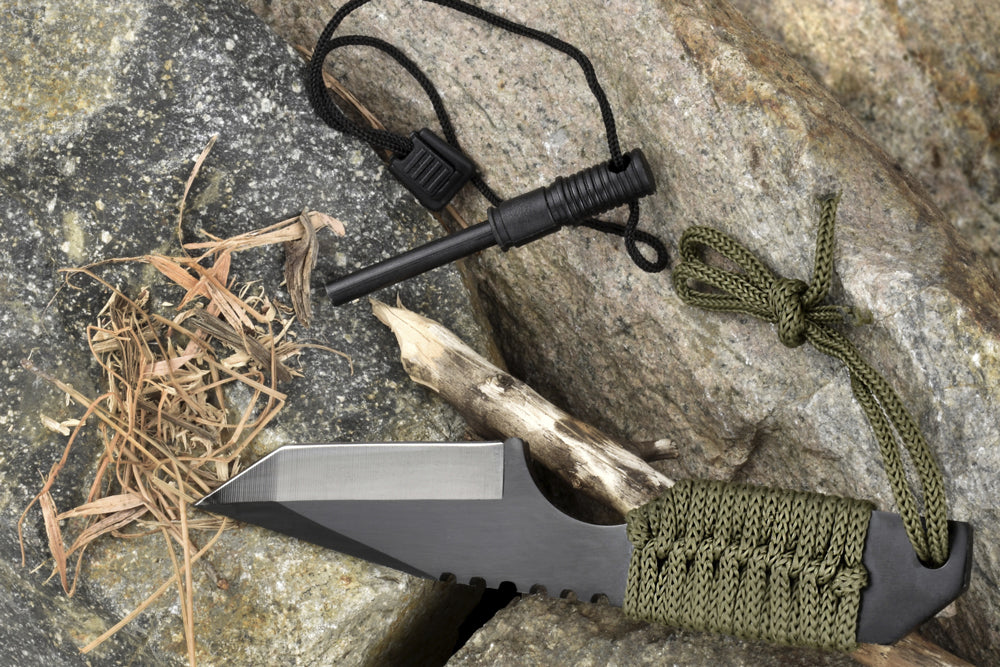 7" Hunting Knife With Fire Starter, Whistle & Carrying Case
