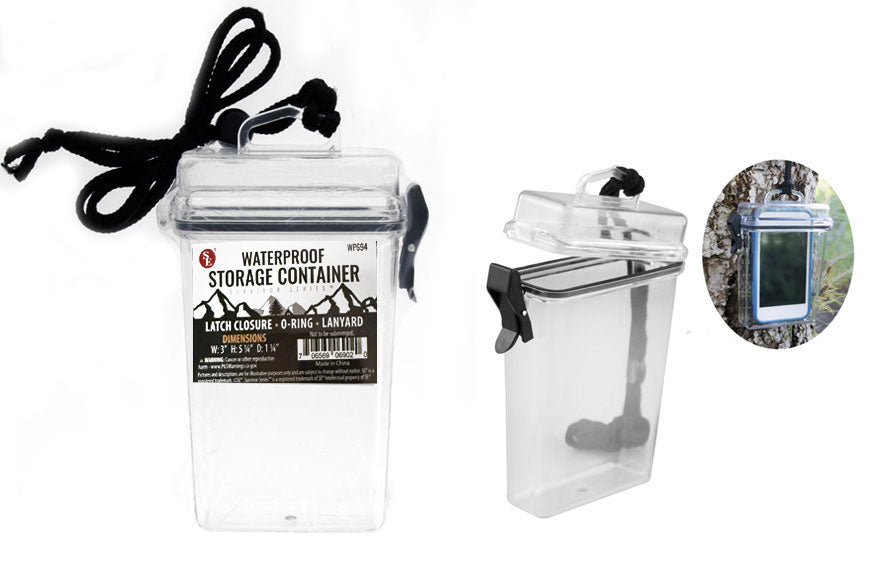 Clear Waterproof Storage Container With Lanyard (5 1/4"x3"x1 1/4")