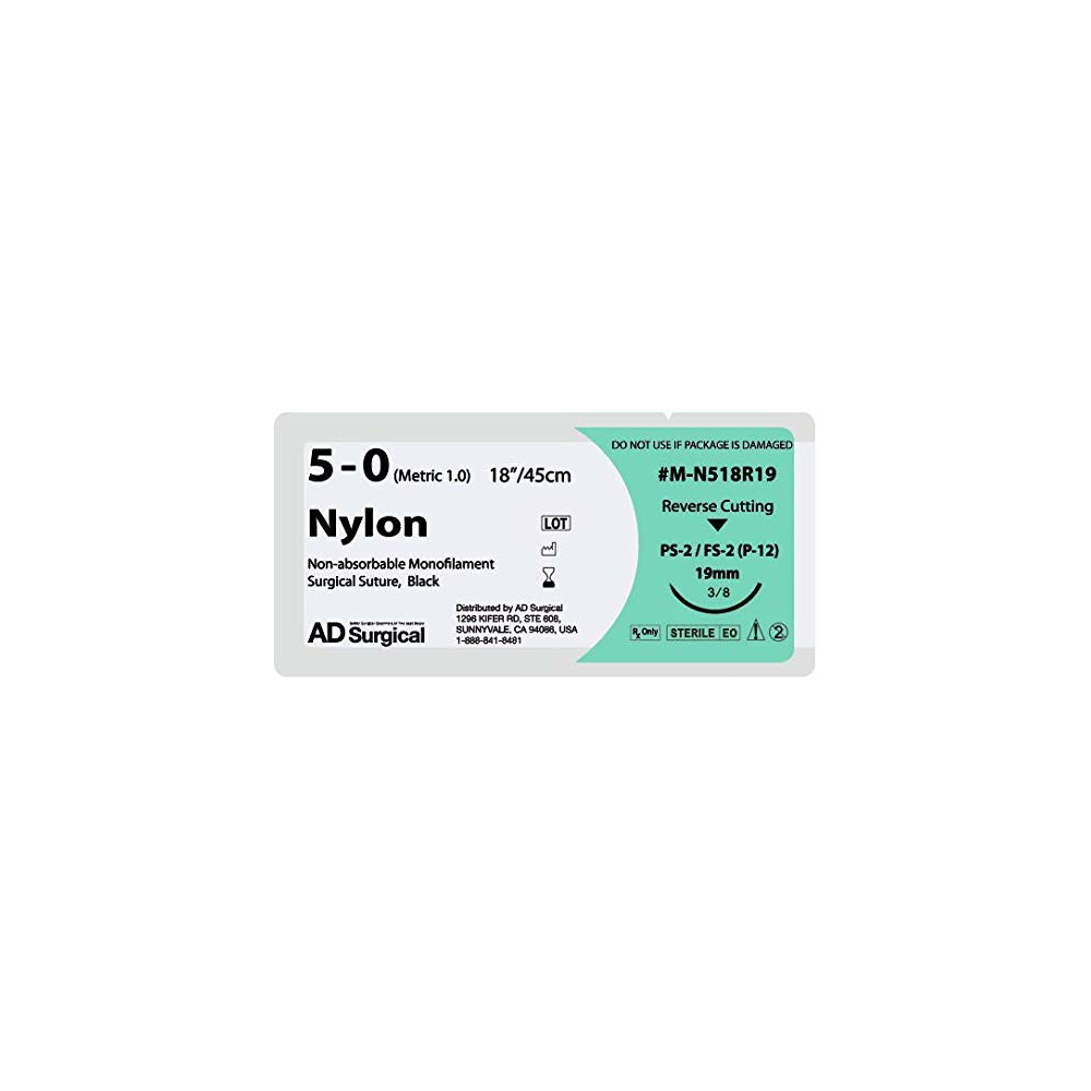 5-0 Nylon Sutures (12 Pack) – Dynarex