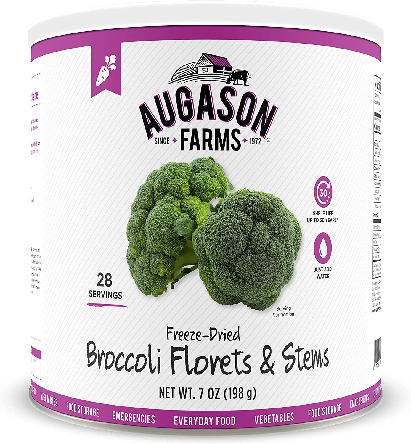 Augason Farms Freeze‑Dried Broccoli Florets & Stems Can #10