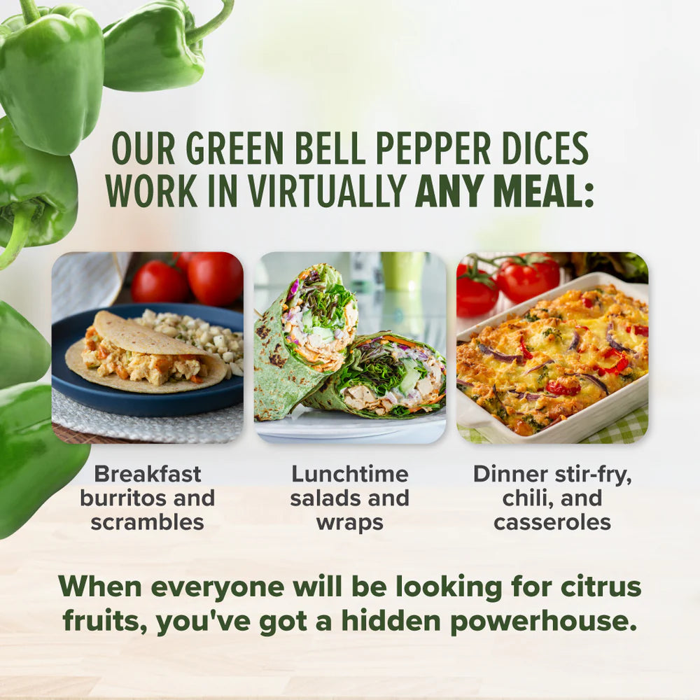 Emergency Essentials Freeze-Dried Green Bell Pepper Dices – Large #10 Can