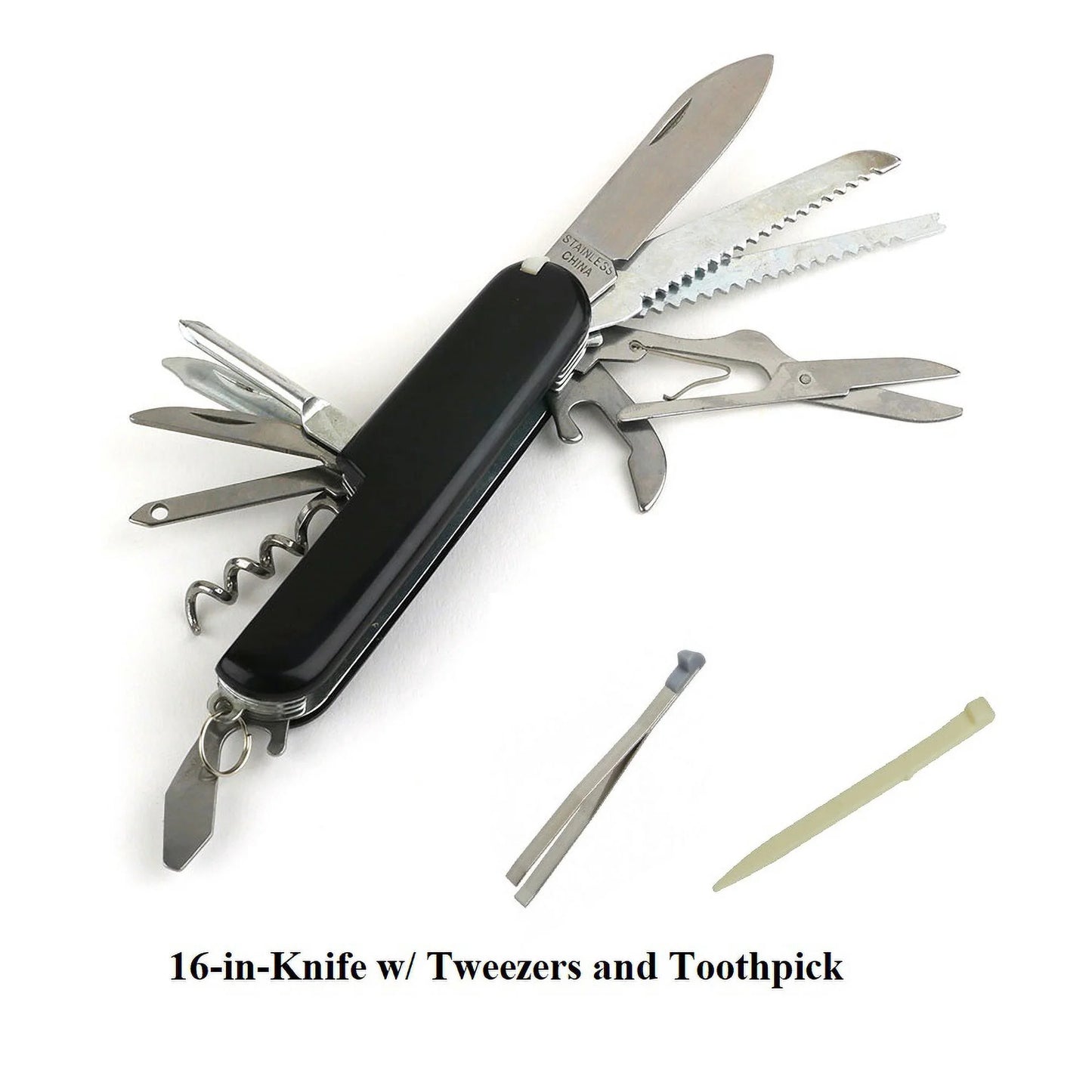 16-IN-1 Black Multi-Function Knife