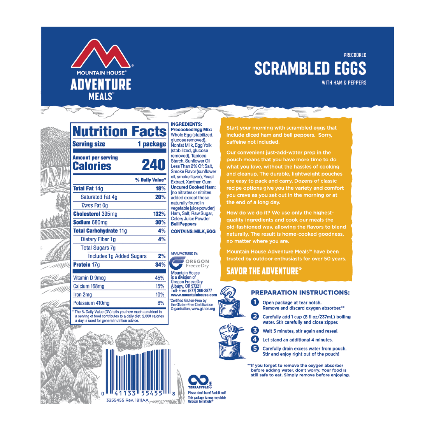 Scramble Ham & Peppersd Eggs with – Freeze-Dried Meal (Pouch) | Mountain House