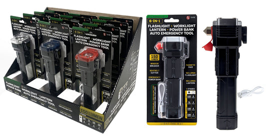 6-IN-1 Rechargeable Emergency Flashlights with Auto Tools