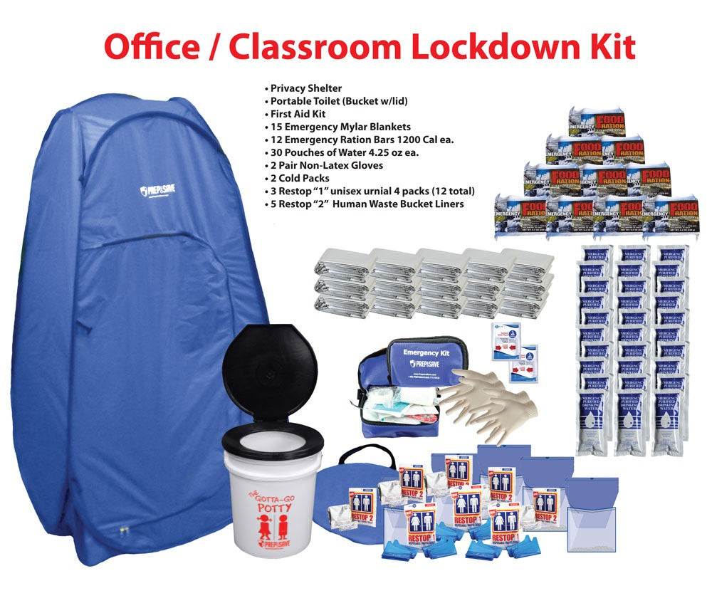 Deluxe 30-Person Classroom or Office Lockdown Kit by Prep and Save