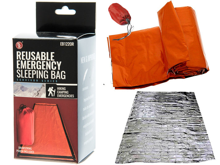 84" x 36" Heavy-Duty Emergency Aluminized PE Sleeping Bag – Assorted Colors