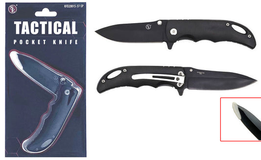 3" Spring-Assisted Drop Point Pocket Knife — Black Blade