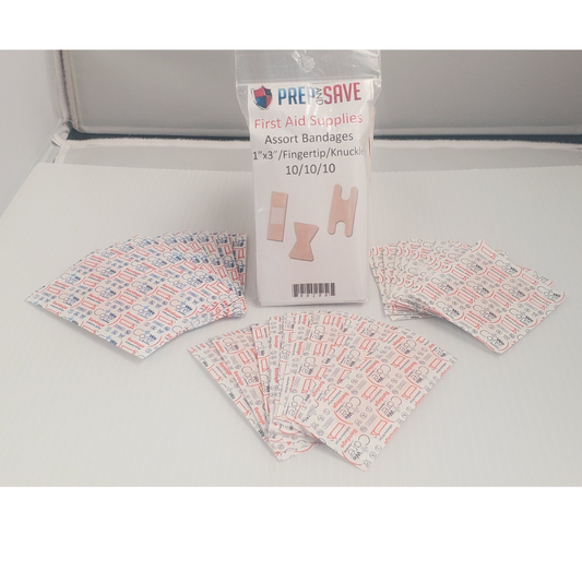 Assorted Bandages (1'X3" Bandage 10/Fingertip Bandage 10/Knuckle Bandage 10)