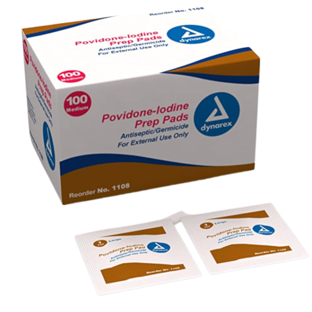 Dynarex Medium Iodine Prep Pad – Box of 100