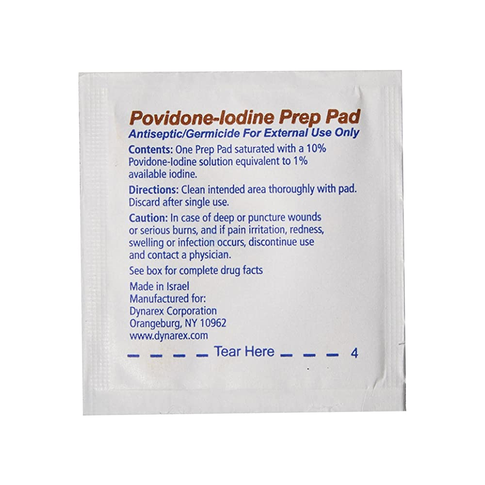 Dynarex Medium Iodine Prep Pad – Box of 100