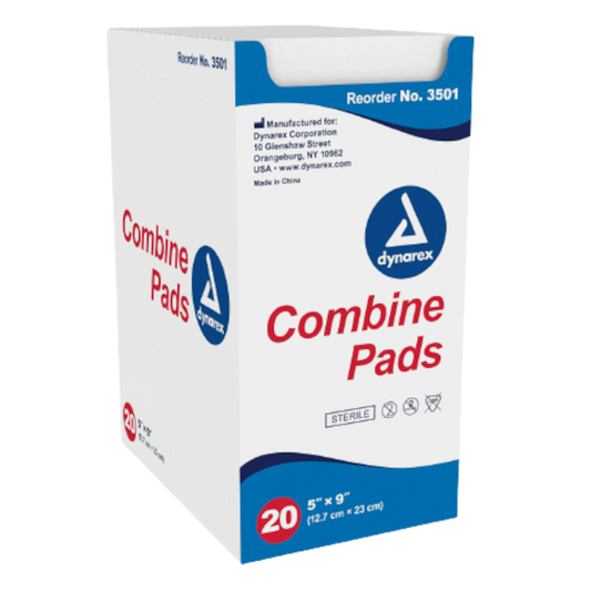 Dynarex Abdominal Pad – 5" x 9" Sterile (1 per Pouch, Box of 20)
