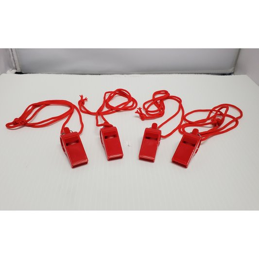 Plastic Red Whistles 4pk