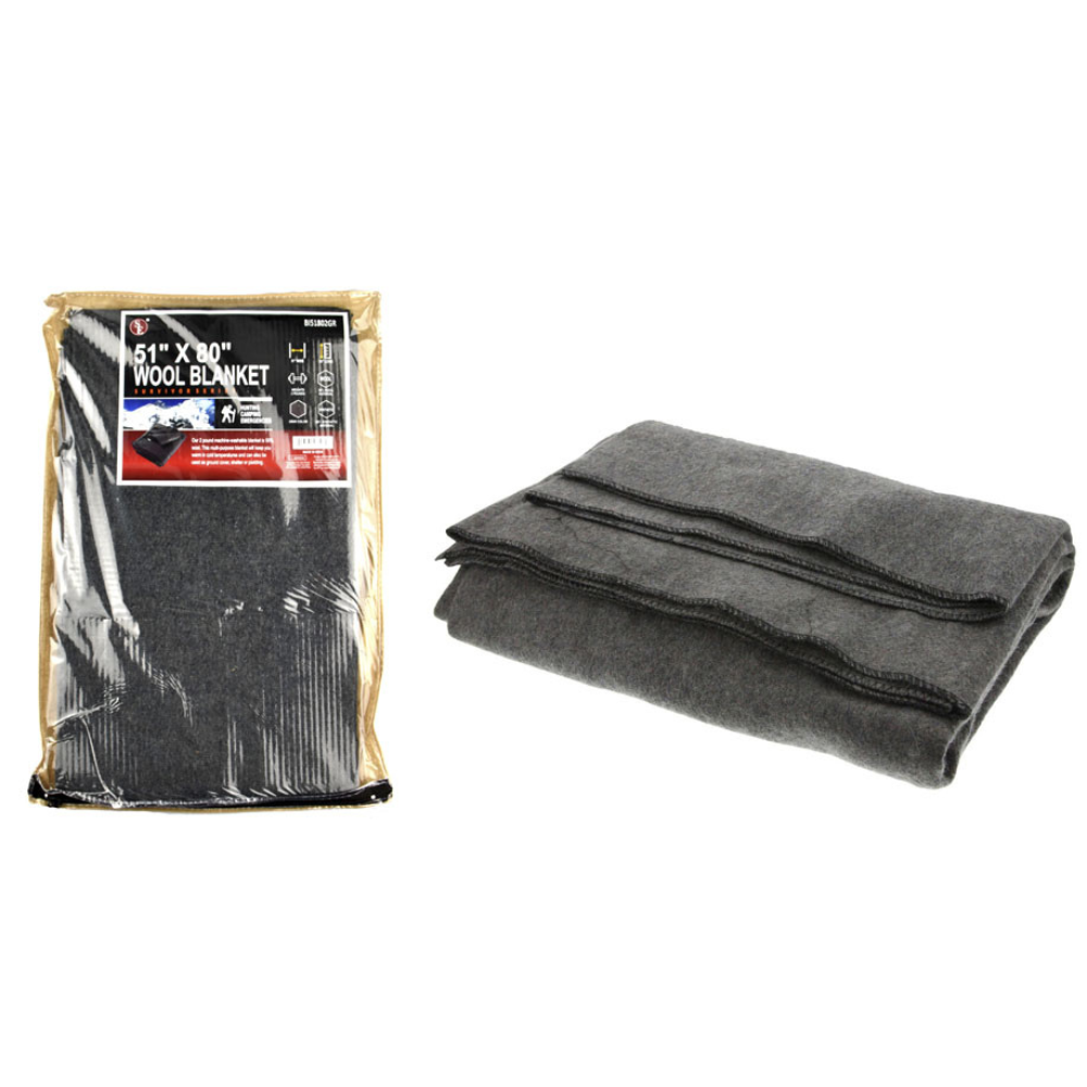 Wool Blanket Gray 51""X80"