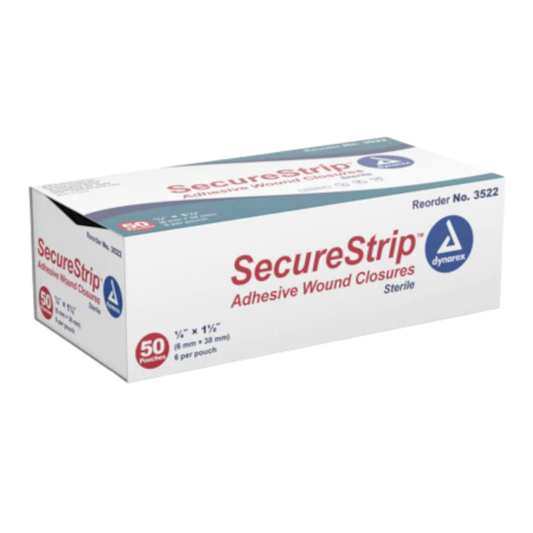 Dynarex Wound Closure Strips – Sterile ½" x 4" (6 per Pouch, Box of 50)