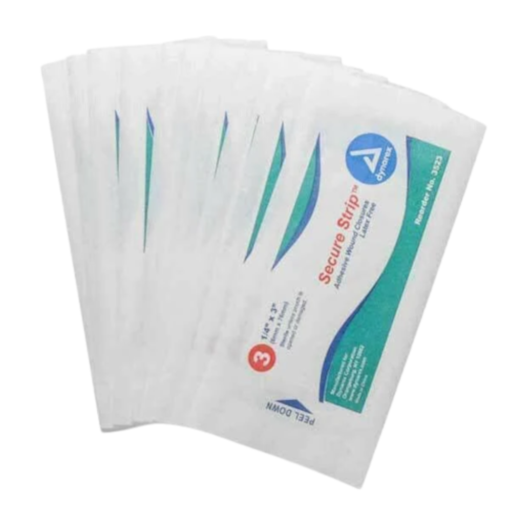 Dynarex Wound Closure Strips – Sterile ½" x 4" (6 per Pouch, Box of 50)